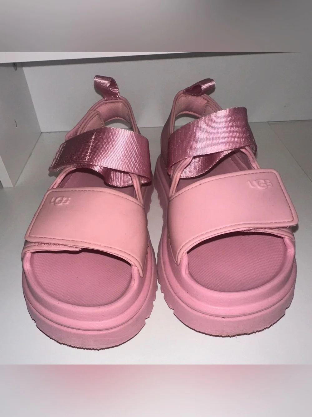 UGG Girls Pink Platform Water Friendly Sandal with Adjustable Strap